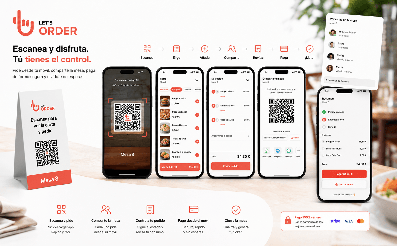 Let’s Order — Plataforma integral de pedidos y pagos mediante QR para restaurantes — Galería 1
