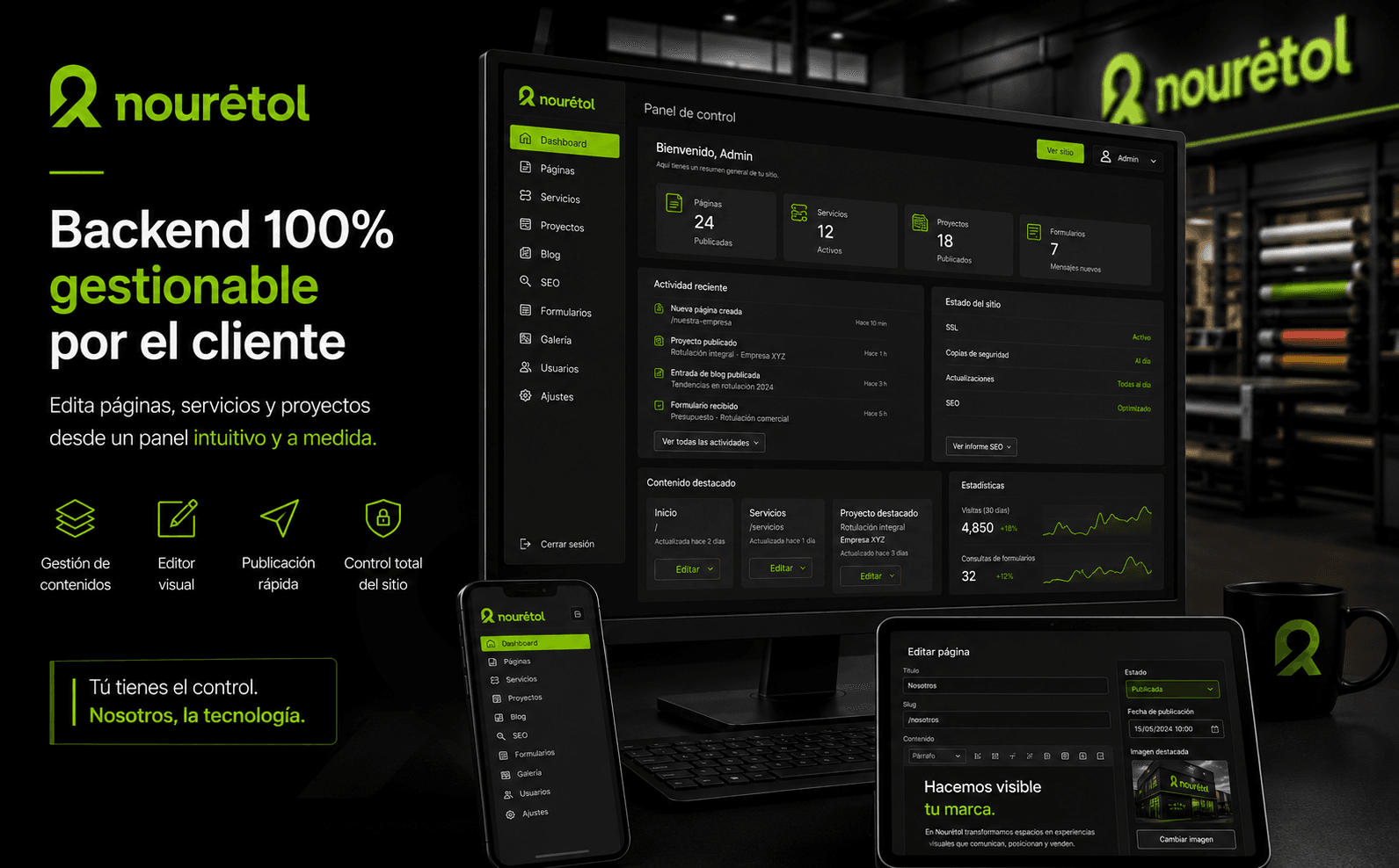 Nouretol — Web corporativa totalmente gestionable para una empresa de rotulación — Galeria 2