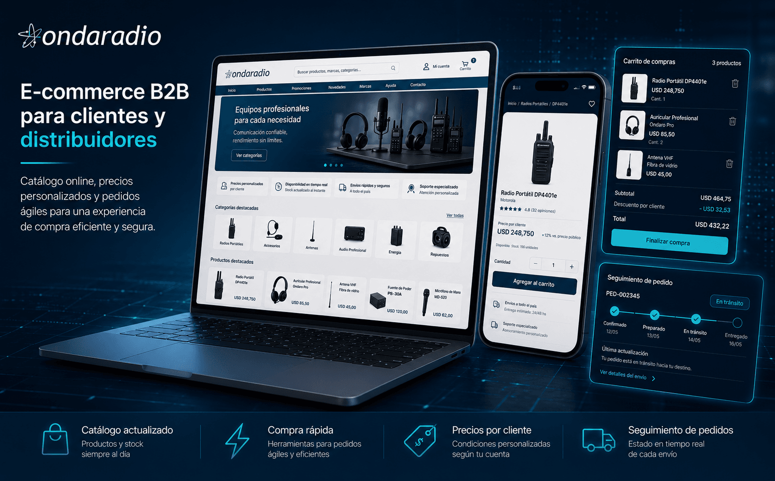 Ondaradio — Ecommerce B2B y gestión comercial conectada a AS400 — Galeria 1