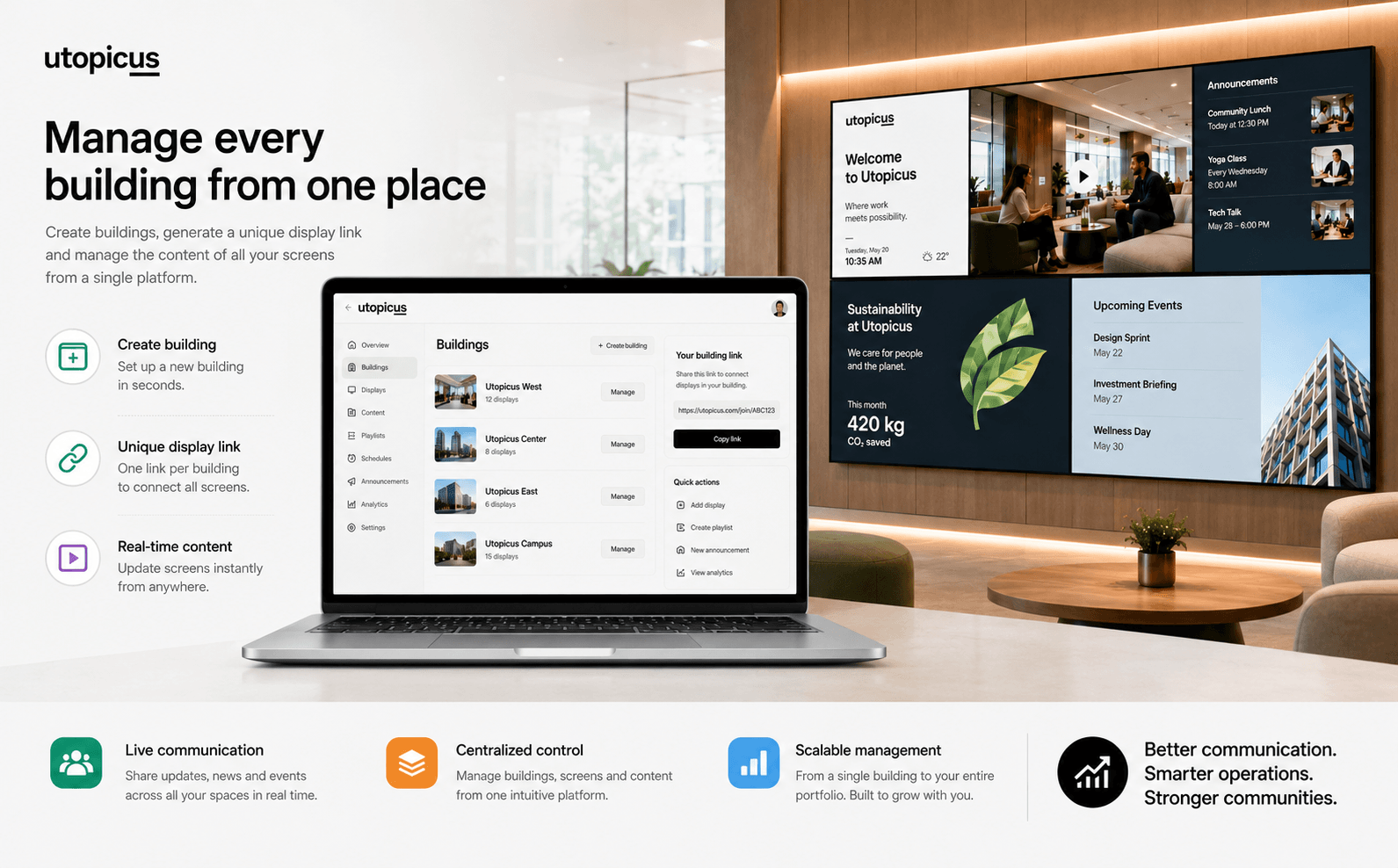 Utopicus- Plataforma de gestión informacional y pantallas multimedia para edificios inteligentes — Gallery 1