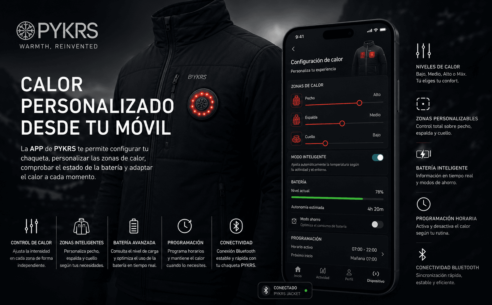 PYKRS — App móvil para el control inteligente de chaquetas calefactables — Galería 1