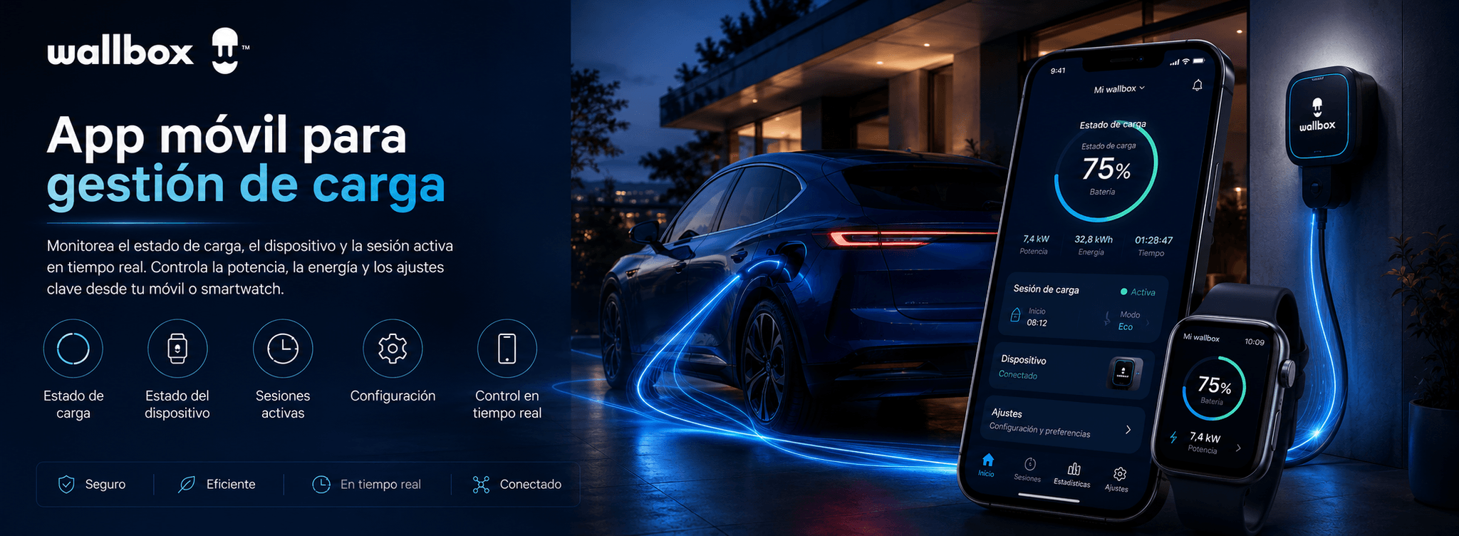Wallbox — Aplicación móvil y smartwatch para la gestión inteligente de cargas — Galería