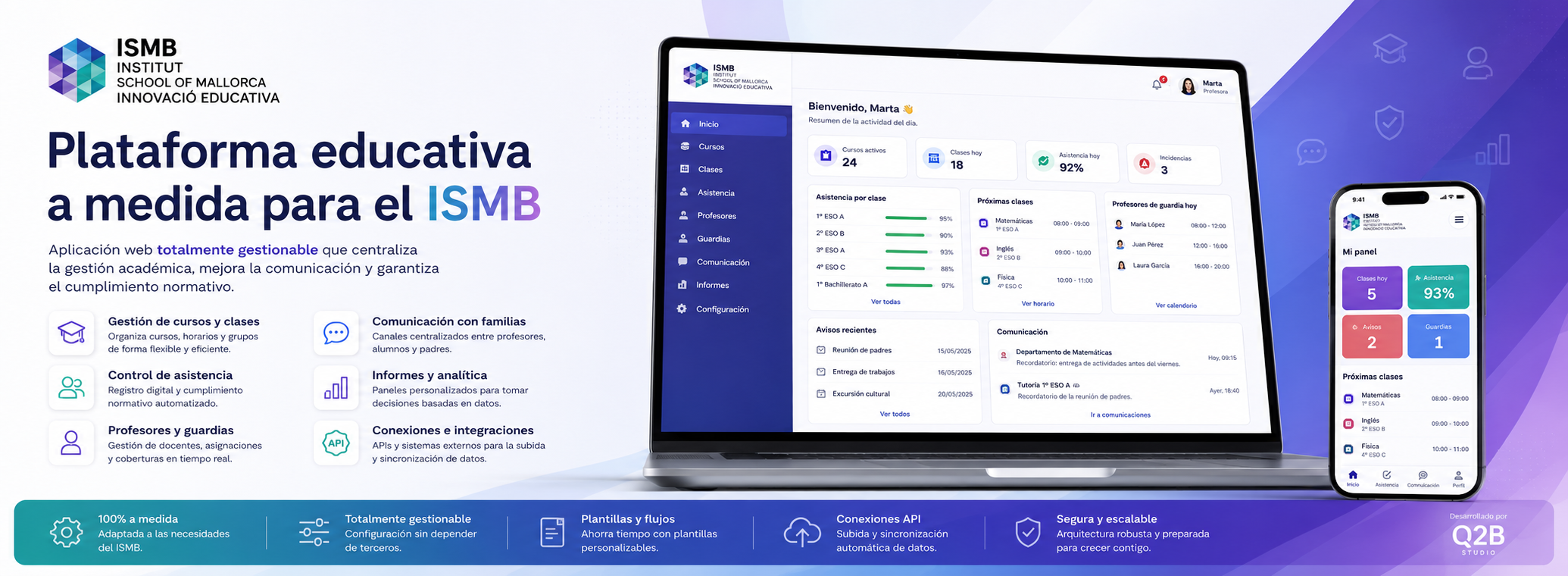 ISMB — Plataforma educativa a medida para la gestión académica, la asistencia y la comunicación — Galería