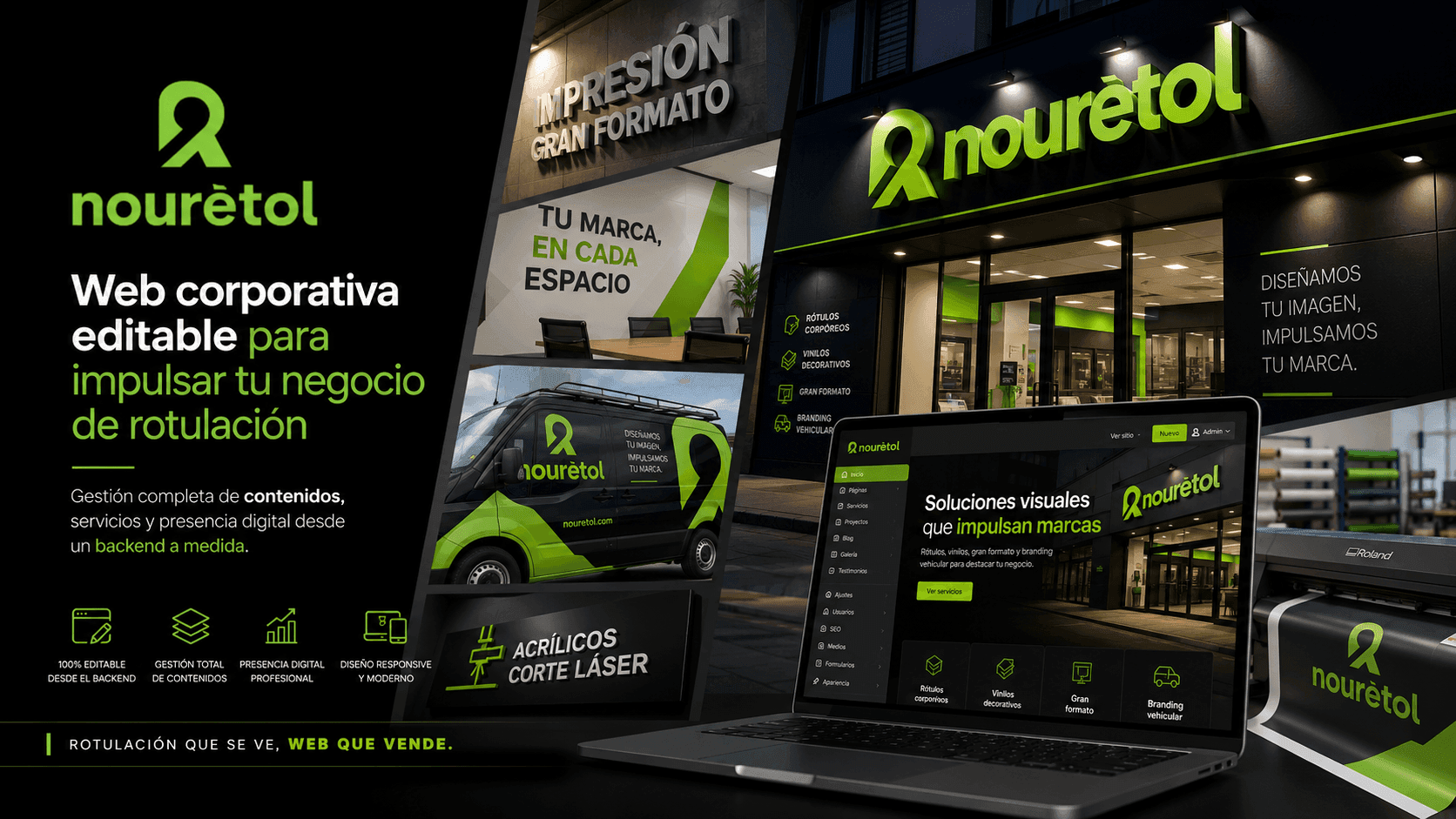 Nouretol — Web corporativa totalmente gestionable para una empresa de rotulación