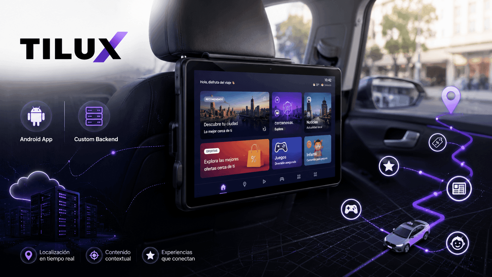 TILUX — Plataforma Android para entretenimiento, publicidad contextual e interacción en taxis
