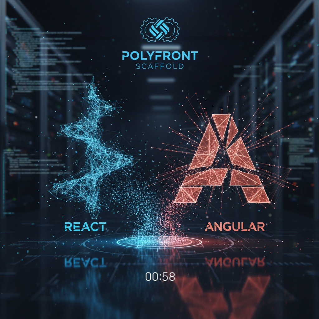 Esqueleto de apps React y Angular en minutos — conoce polyfront scaffold