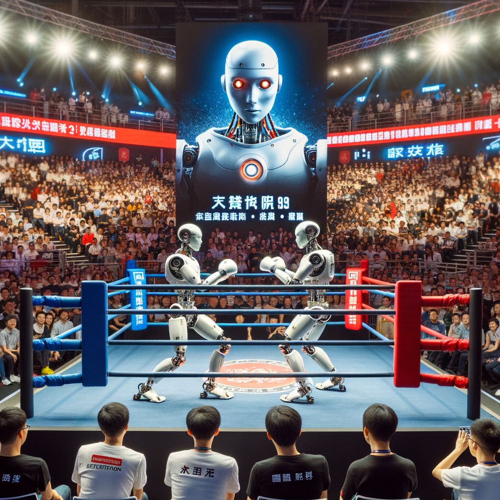 Robots humanoides compiten en combate de kick-boxing en China.