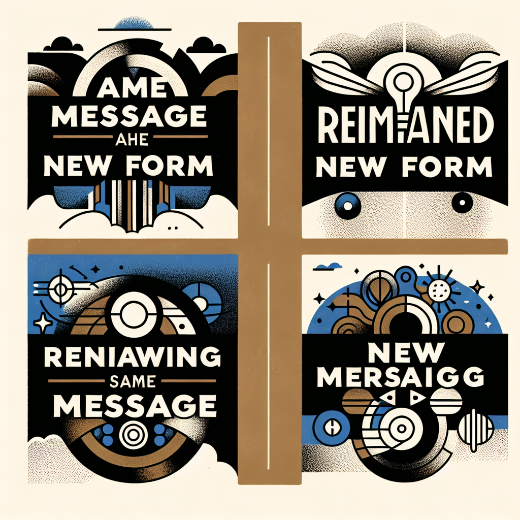 Mismo Mensaje, Nueva Forma
Mensaje Reimaginado
Enfoque Renovado
Mismo Sentido, Nueva Forma
Nueva Versión, Mismo Mensaje