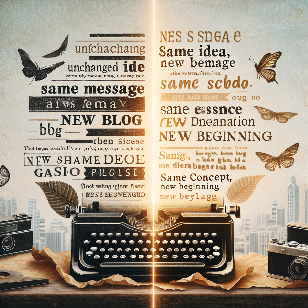 Mismo mensaje, nuevo blog
Idea intacta, nuevo formato
Esencia igual, nuevo blog
Misma idea, nuevo look
Mensaje igual, nuevo enfoque
Mismo concepto, nuevo inicio