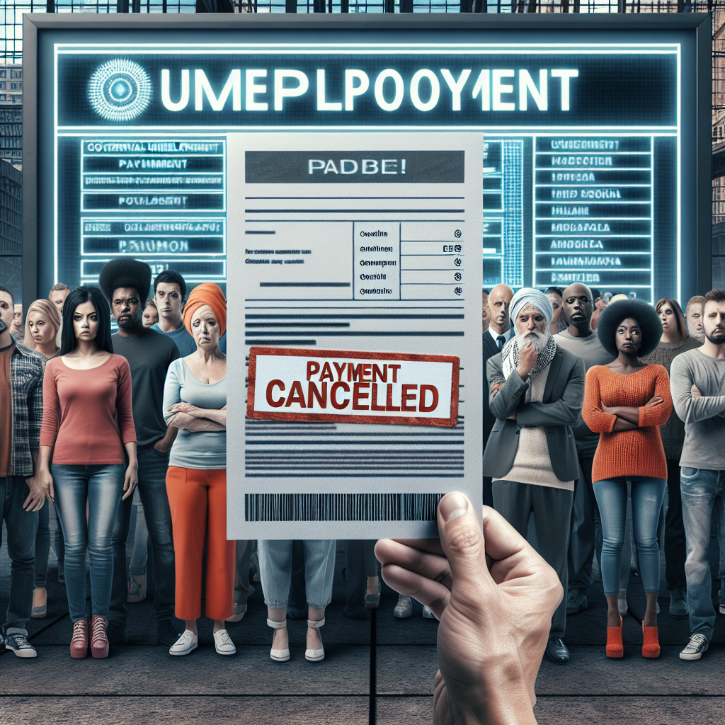 Pagos cancelados injustamente a buscadores de empleo por sistema informático gubernamental.