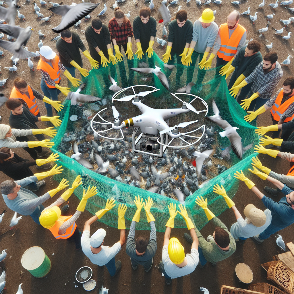Voluntarios convierten redes para aves en escudos contra drones.