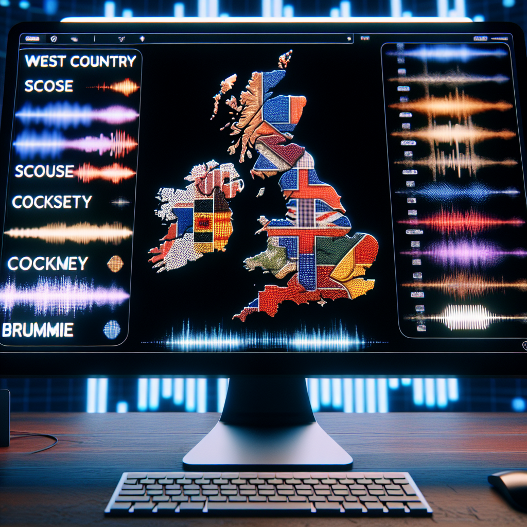 Herramienta de voz AI para imitar acentos regionales británicos.