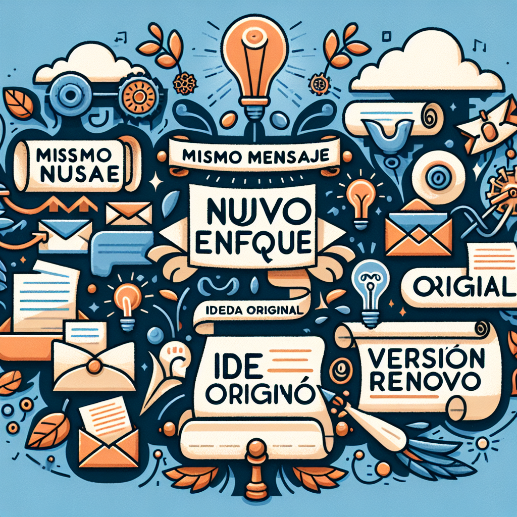 Mismo mensaje, nuevo enfoque
Esencia igual, título nuevo
Mismo mensaje, otra forma
Idea original, título renovado
Mensaje original, versión corta