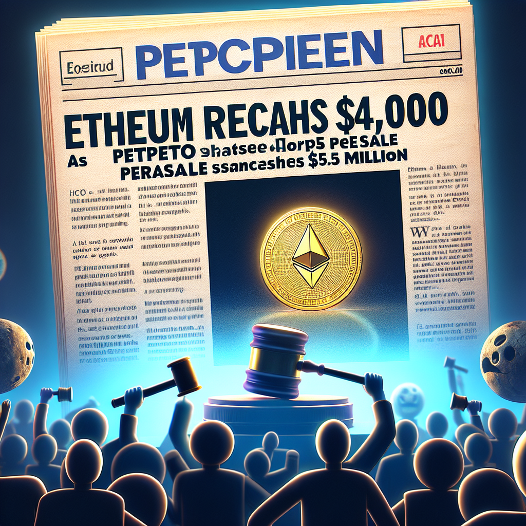 Ethereum alcanza los $4,000 mientras la preventa de Pepeto supera los $5.5 millones.